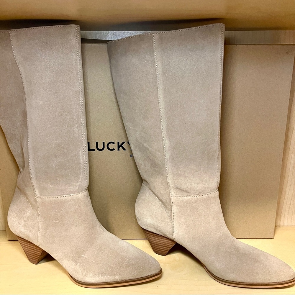 Lucky Brand Fukko Women's Tan Suede Heeled Boots